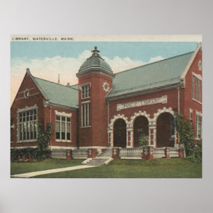 Library, Waterville Maine, 1920s Vintage Inspired Poster