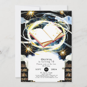 Library Whimsical Kids Storybook Birthday Invitation