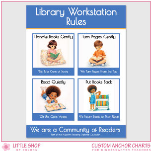 Library Workstation Rules Teacher Anchor Chart