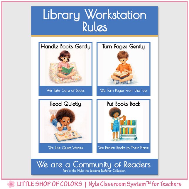 Library Workstation Rules Teacher Anchor Chart (Creator Uploaded)