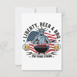 Librity Beer & bbq 250th Years Strong 4th of July Thank You Card
