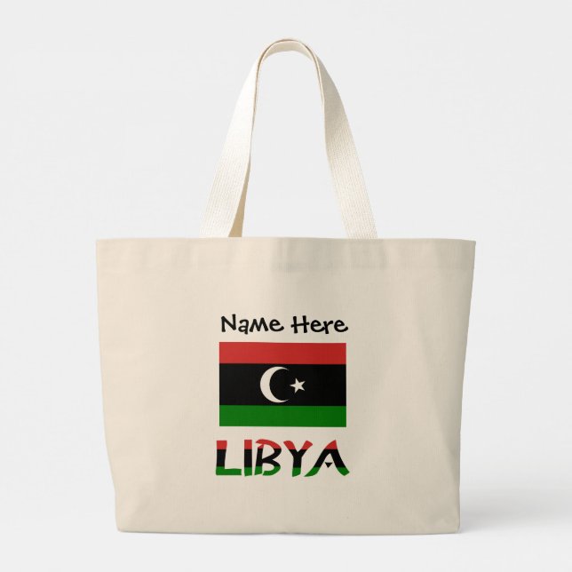 Libya and Libyan Flag with Your Name Large Tote Bag (Back)