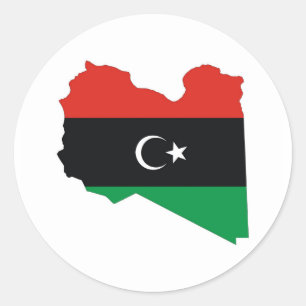 libya country flag map classic round sticker