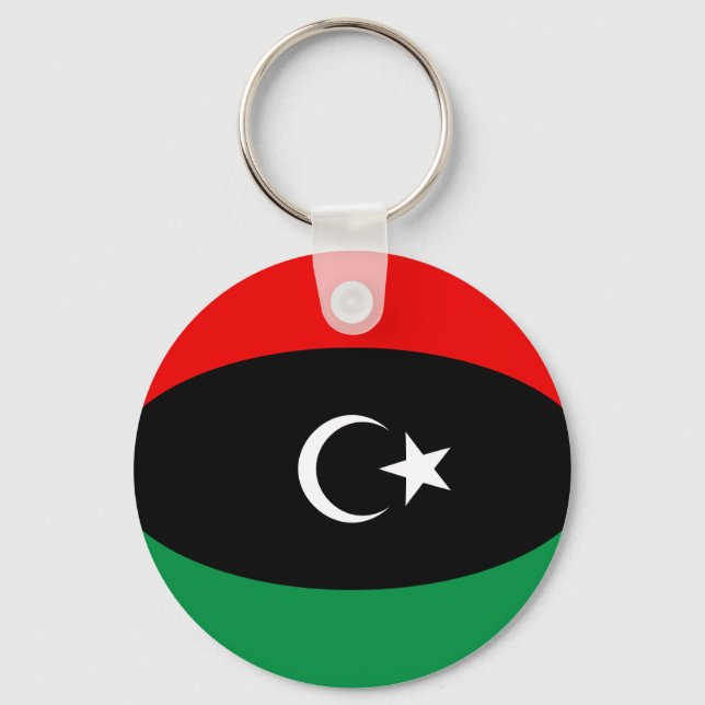 Libya Fisheye Flag Keychain (Front)