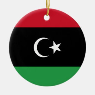 Libya flag ceramic tree decoration