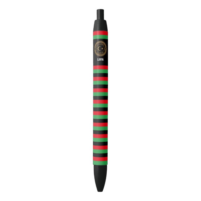 Libya Flag Cute Patriotic Black Ink Pen (Front Vertical)