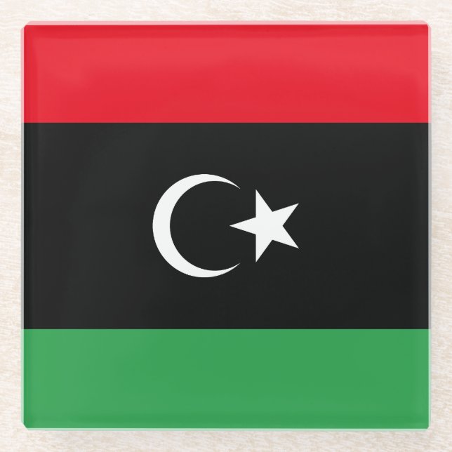 Libya Flag Glass Coaster (Front)