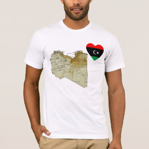 Libya Flag Heart and Map T-Shirt