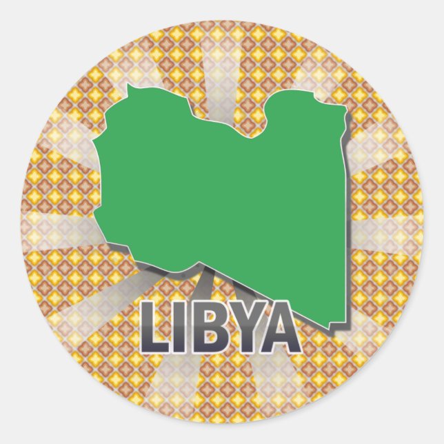 Libya Flag Map 2.0 Classic Round Sticker (Front)