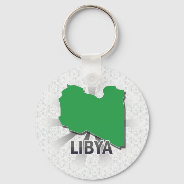 Libya Flag Map 2.0 Key Ring (Front)