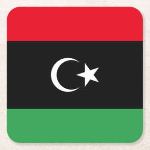 Libya Flag Square Paper Coaster