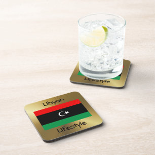 Libya Flag+Text Coaster