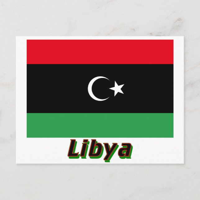 Libya Flag with Name Postcard (Front)