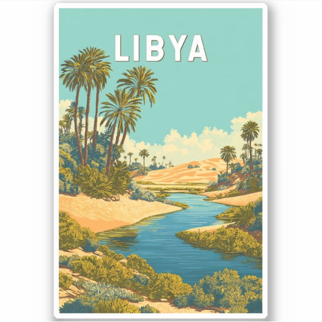 Libya Illustration Travel Art Vintage (Front)
