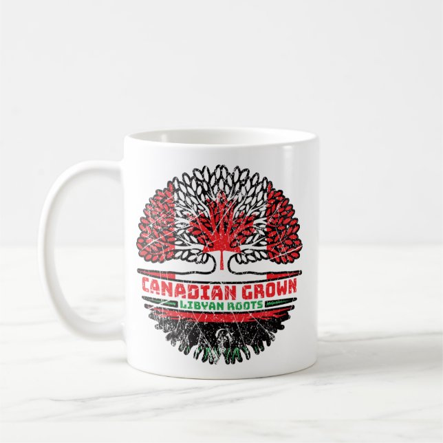 Libya Libyan Canadian Canada Tree Roots Flag Coffee Mug (Left)