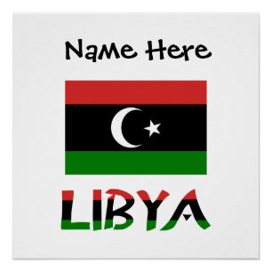 Libya Libyan Flag Black Personalisation  Poster
