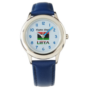 Libya Libyan Flag Black Personalisation  Watch