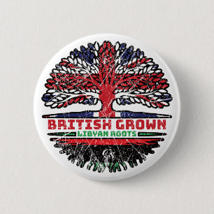 Libya Libyan Uk United Kingdom British Tree Roots 6 Cm Round Badge