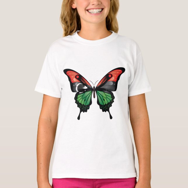 Libya Swallowtail Butterfly Flag T-Shirt (Front)
