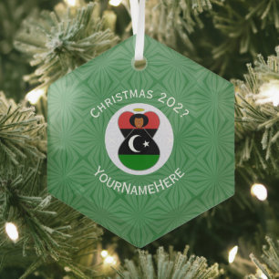 Libyan Angel Christmas Flag Personalised Glass Tree Decoration