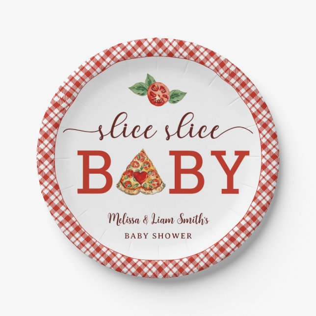 lice Slice Baby Pizza Baby Shower Paper Plates – F (Front)
