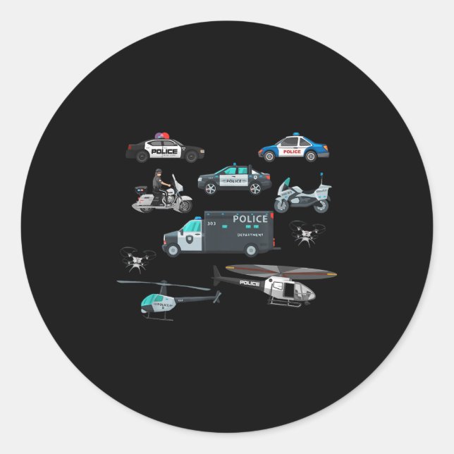 Lice Vehicles Cop Helicopter Toddlers Kids Women M Classic Round Sticker (Front)