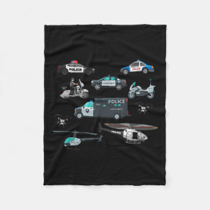 Lice Vehicles Cop Helicopter Toddlers Kids Women M Fleece Blanket