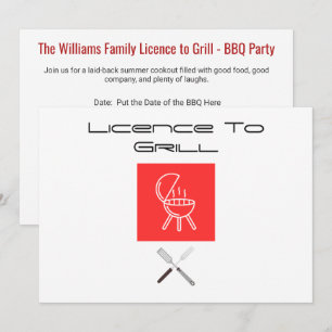 Licence to Grill Bold BBQ Humor Party Invitation