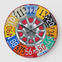 License Plate Art Clock Vintage Numbers New V2