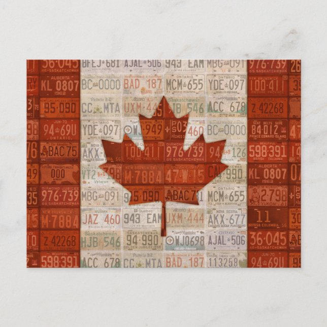 License Plate Art Flag Of Canada Postcard (Front)