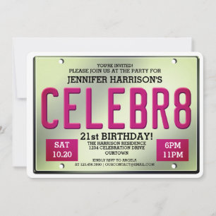 License Plate Birthday Invitations