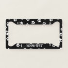 License Plate Frame - Paw Prints Black White