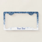 License Plate Frame -Your Text Glitter Blue