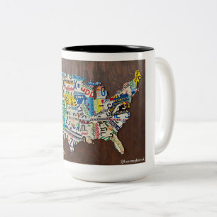 License Plate Map two-tone 15oz mug