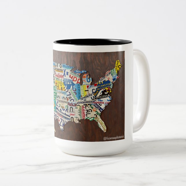 License Plate Map two-tone 15oz mug (Front Right)