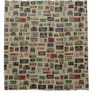 License plate shower curtain