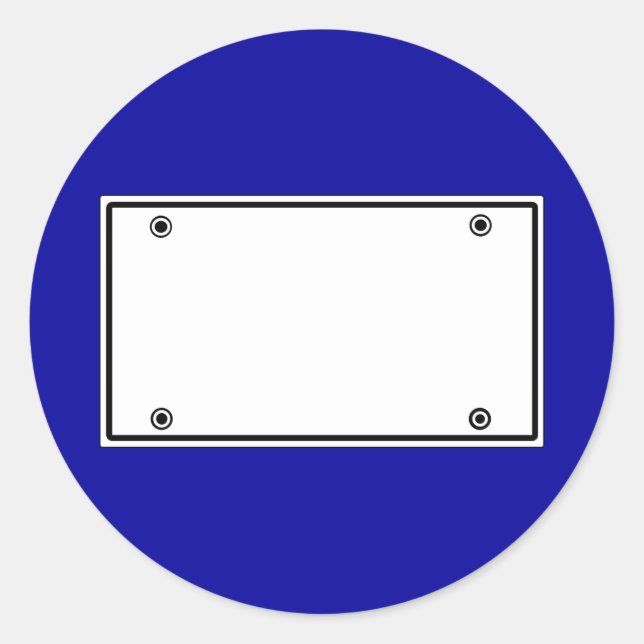 License plate template classic round sticker (Front)