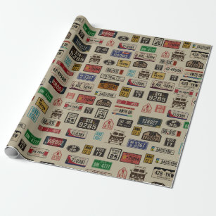License plate  wrapping paper