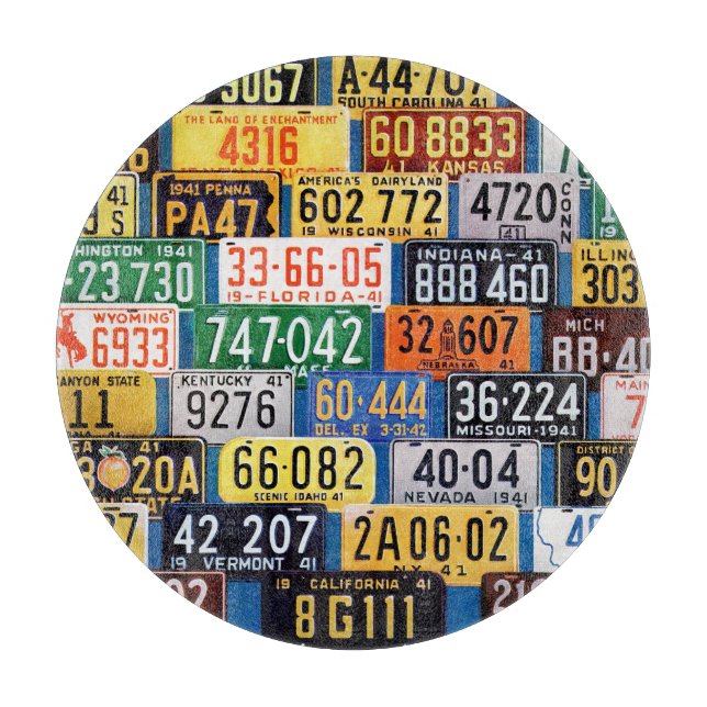 License Plates by H. Wilson Smith Cutting Board (Front)