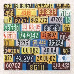 License Plates by H. Wilson Smith Glass Coaster