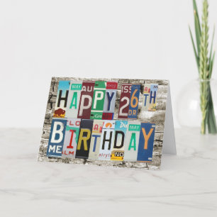 License Plates Happy 26th Birthday Card