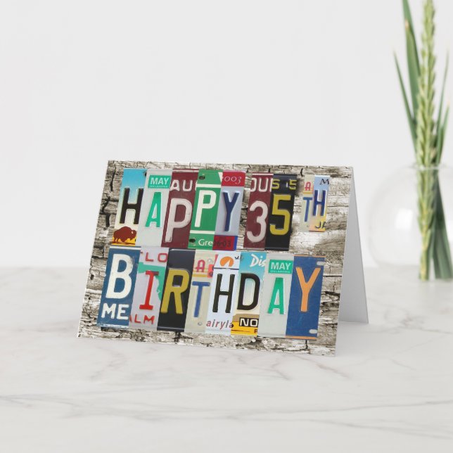 License Plates Happy 35th Birthday Card (Front)