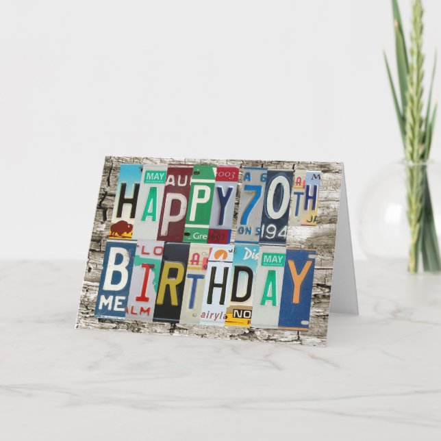 License Plates Happy 70th Birthday Card (Front)