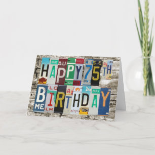 License Plates Happy 75th Birthday Card