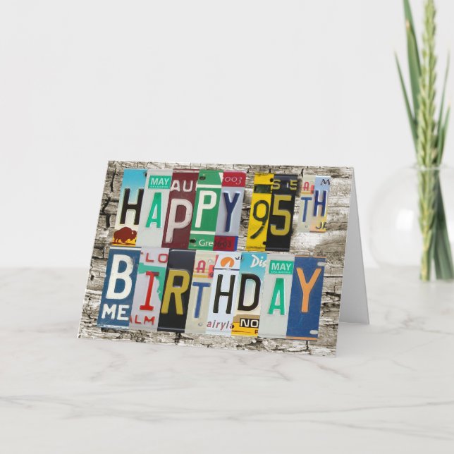 License Plates Happy 95th Birthday Card (Front)
