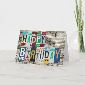 License Plates Happy Birthday Card
