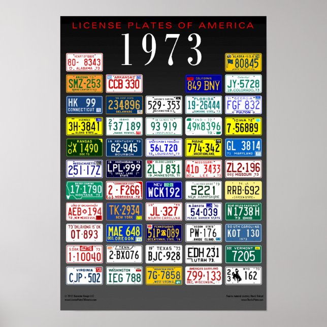 License Plates of America poster - 1973 (Front)