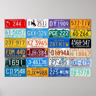 License Plates of USA - Our Colorful History v3 Poster