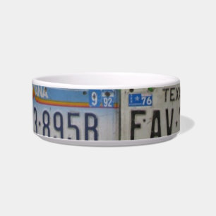 License Plates Pet Bowl