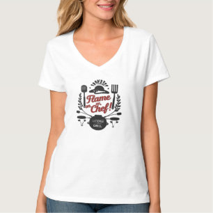 License to Grill – Flame On, Chef Women's V-Neck T-Shirt